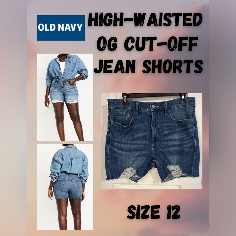 Old Navy High-Waisted OG Cut-Off Jean Shorts in Medium Wash